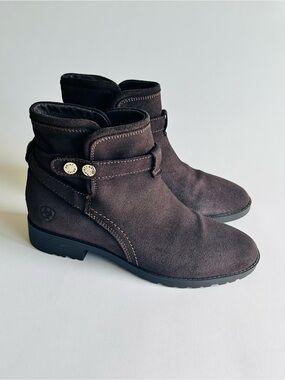 Ariat Brown Suede Waterproof Leather Rubber Outsole Ankle Boots size 8.5